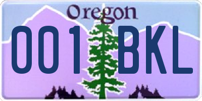 OR license plate 001BKL