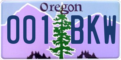 OR license plate 001BKW