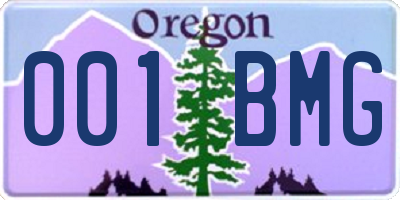 OR license plate 001BMG