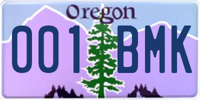 OR license plate 001BMK