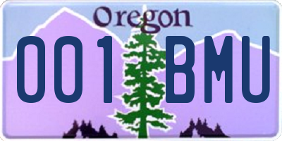 OR license plate 001BMU
