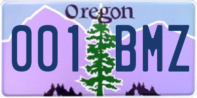 OR license plate 001BMZ
