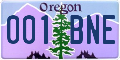 OR license plate 001BNE