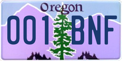 OR license plate 001BNF