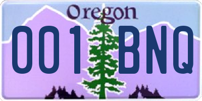OR license plate 001BNQ