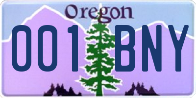 OR license plate 001BNY