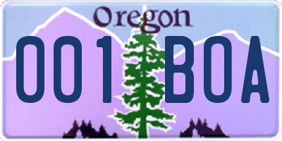 OR license plate 001BOA