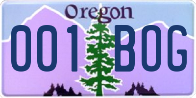 OR license plate 001BOG