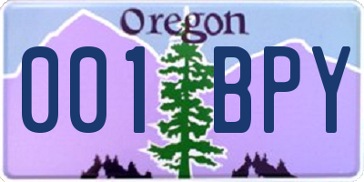 OR license plate 001BPY