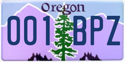 OR license plate 001BPZ