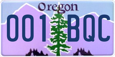 OR license plate 001BQC