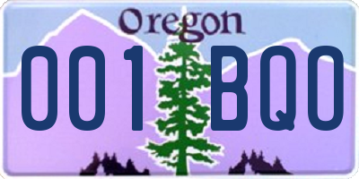 OR license plate 001BQO