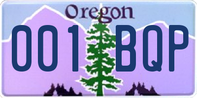 OR license plate 001BQP
