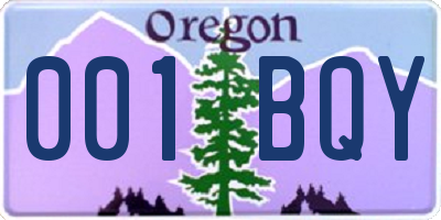 OR license plate 001BQY