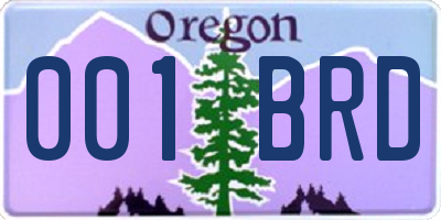 OR license plate 001BRD