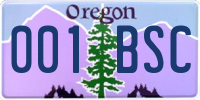 OR license plate 001BSC