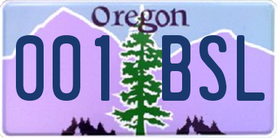 OR license plate 001BSL