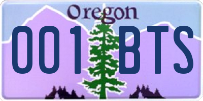OR license plate 001BTS