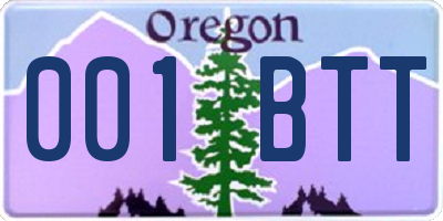 OR license plate 001BTT