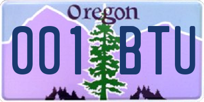 OR license plate 001BTU