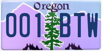 OR license plate 001BTW