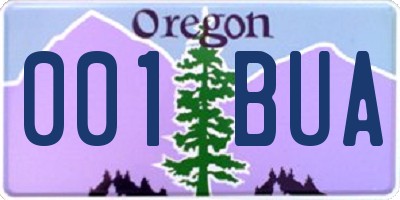 OR license plate 001BUA