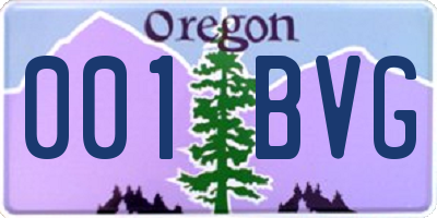 OR license plate 001BVG