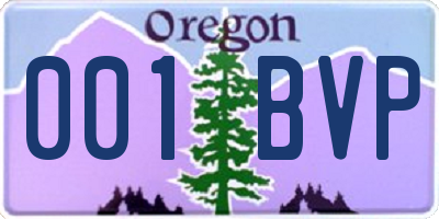 OR license plate 001BVP