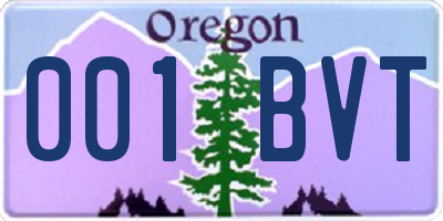 OR license plate 001BVT