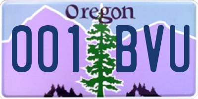 OR license plate 001BVU