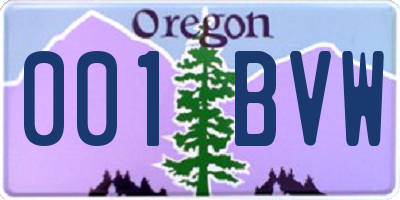 OR license plate 001BVW