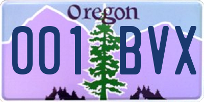 OR license plate 001BVX