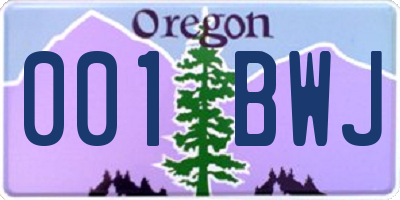OR license plate 001BWJ