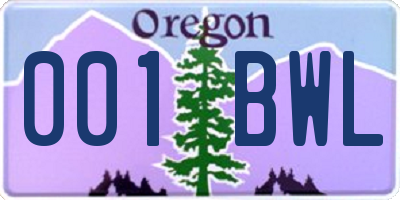 OR license plate 001BWL