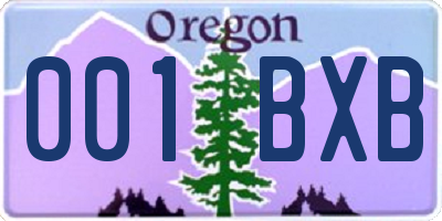 OR license plate 001BXB