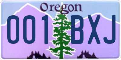 OR license plate 001BXJ