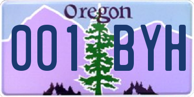 OR license plate 001BYH