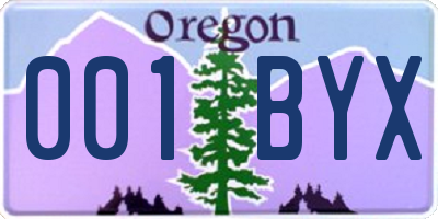 OR license plate 001BYX