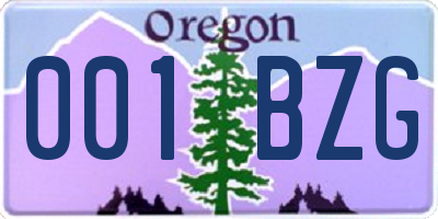 OR license plate 001BZG