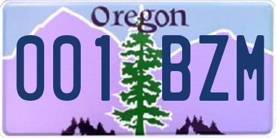 OR license plate 001BZM