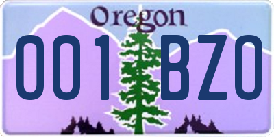 OR license plate 001BZO