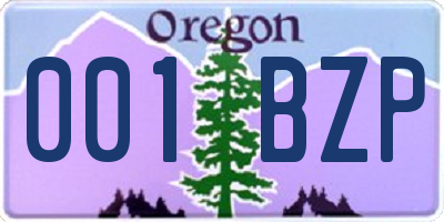 OR license plate 001BZP