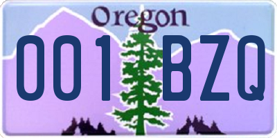OR license plate 001BZQ