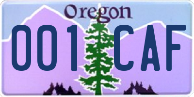 OR license plate 001CAF