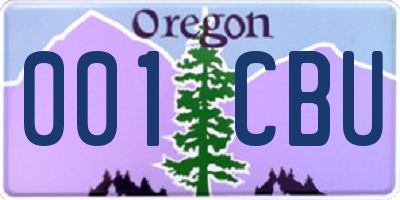 OR license plate 001CBU