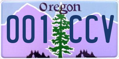 OR license plate 001CCV