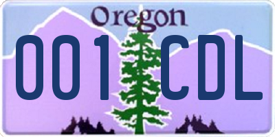 OR license plate 001CDL
