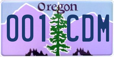 OR license plate 001CDM