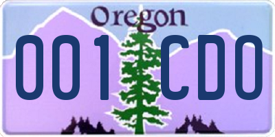 OR license plate 001CDO