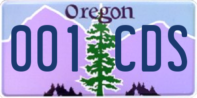 OR license plate 001CDS